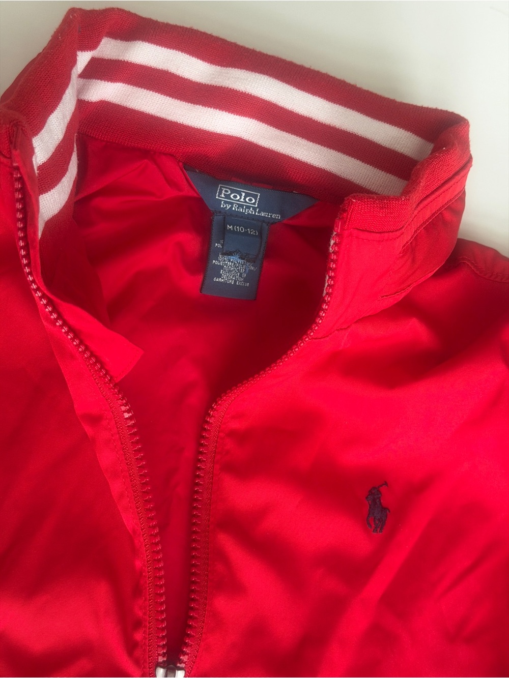 Ralph Lauren Bright Red Kids Puffer Jacket with Navy Polo Logo